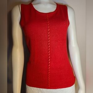 Women's silky red tank top with detail